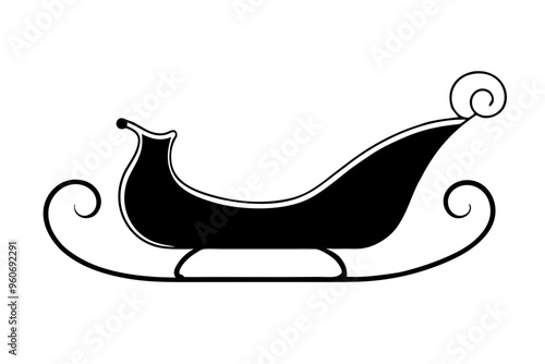 Santa Claus sleigh icons. Christmas sleigh silhouette collection. Sledge of santa claus shapes. Black sleigh silhouettes