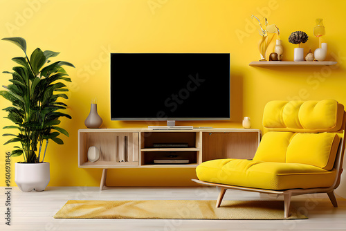 Modern interior living room with sofa, coffee table and lcd tv	