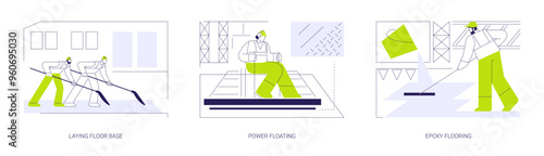 Commercial prorerty flooring abstract concept vector illustrations.