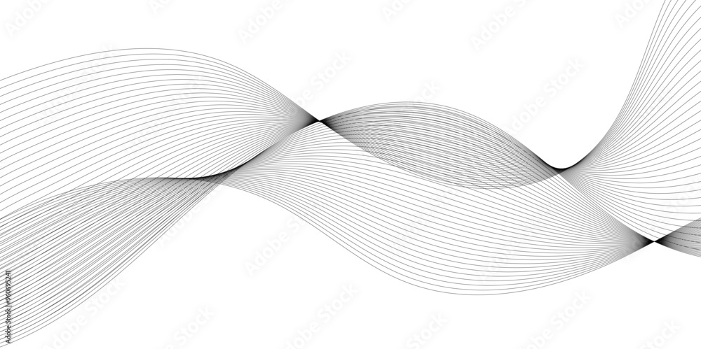 Vector abstract wavy and curve line art flowing dynamic grey isolated on transparent background in concept luxury, wave, wind, ocean, technology, science, music, sound, banner, poster Vector abstract wavy and curve line art flowing dynamic grey isolated on transparent background in concept luxury, wave, wind, ocean, technology, science, music, sound, banner, poster