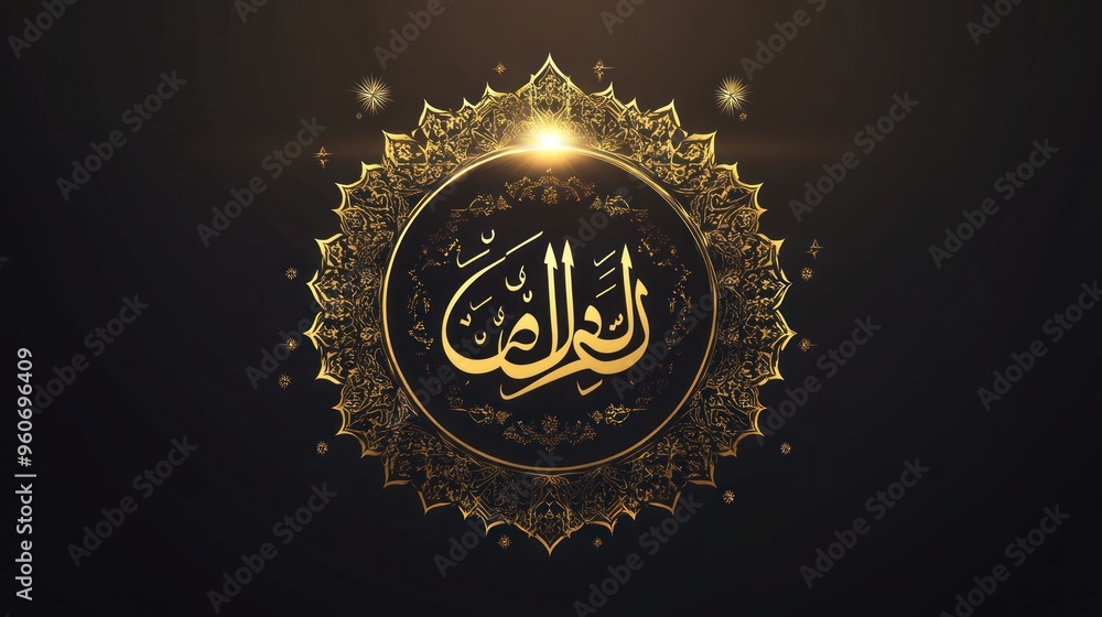 Fototapeta premium Islamic Calligraphy Design with Gold Arabic Text