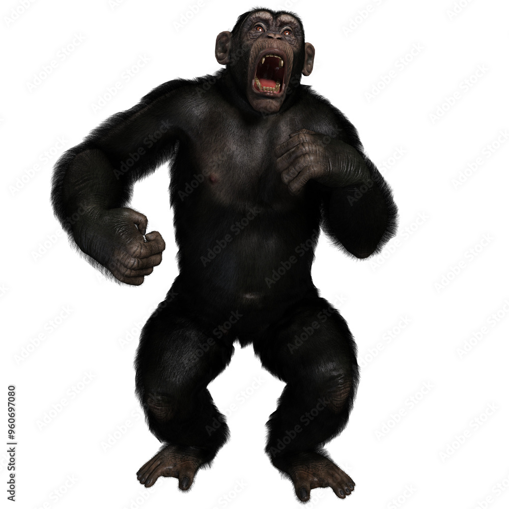 3D rendered illustration of a chimpanzee isolated on a transparent background 3D rendered illustration of a chimpanzee isolated on a transparent background