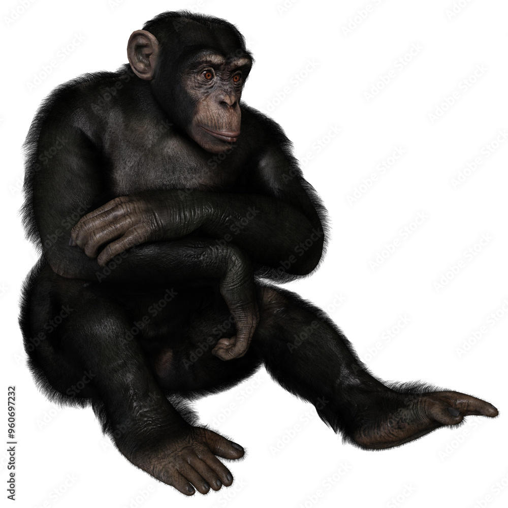 3D rendered illustration of a chimpanzee isolated on a transparent background 3D rendered illustration of a chimpanzee isolated on a transparent background