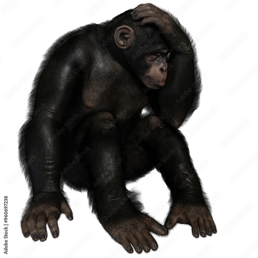 3D rendered illustration of a chimpanzee isolated on a transparent background 3D rendered illustration of a chimpanzee isolated on a transparent background