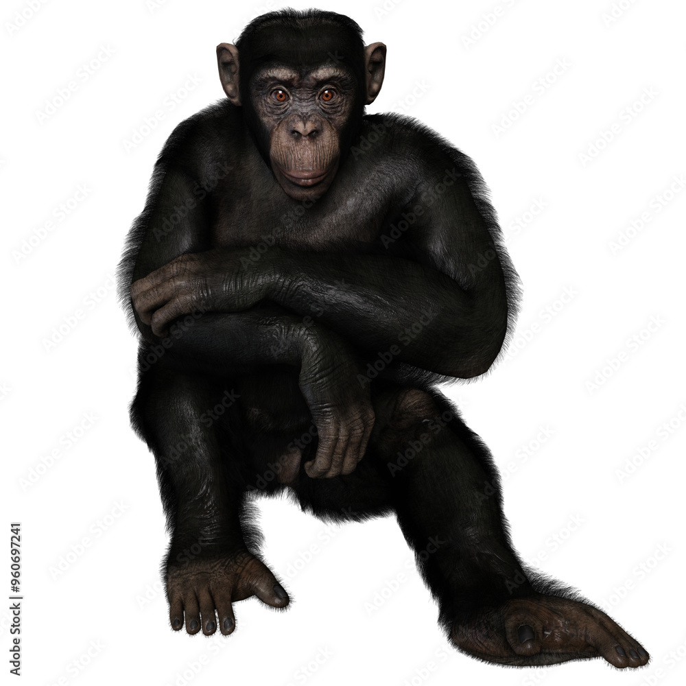 Naklejka premium 3D rendered illustration of a chimpanzee isolated on a transparent background 
