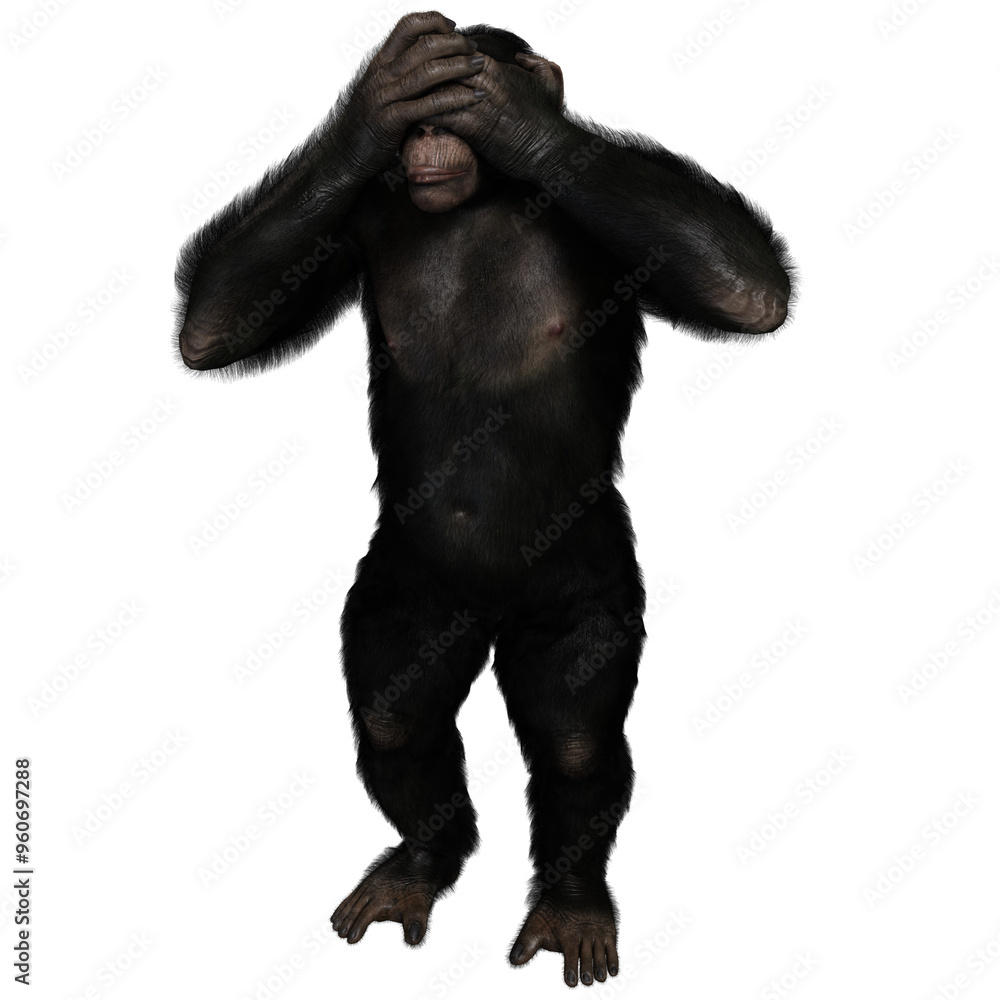 Naklejka premium 3D rendered illustration of a chimpanzee isolated on a transparent background 