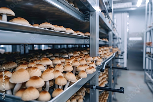 Mushroom cultivation in a controlled environment, showcasing the specialized field of fungi farming