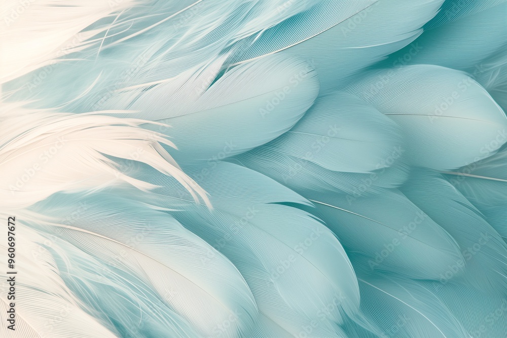Naklejka premium Turquoise green trend feather color background texture