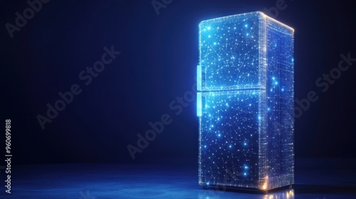 Digital Refrigerator in Blue Light
