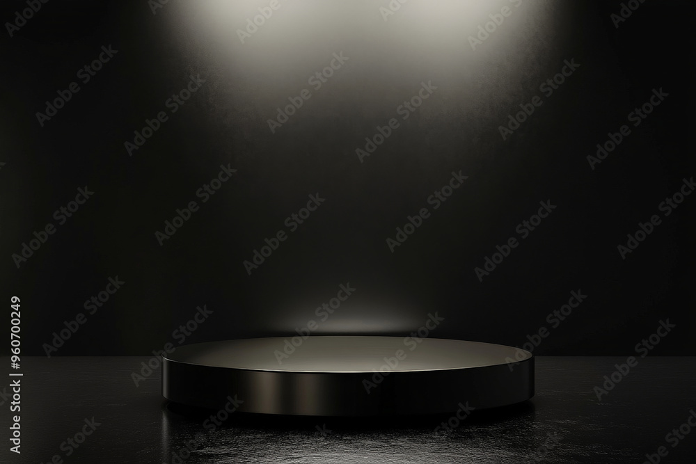 A sleek, black podium with a glossy, reflective surface, set against a dark background with soft, subtle lighting to create a dramatic effect. A sleek, black podium with a glossy, reflective surface, set against a dark background with soft, subtle lighting to create a dramatic effect.