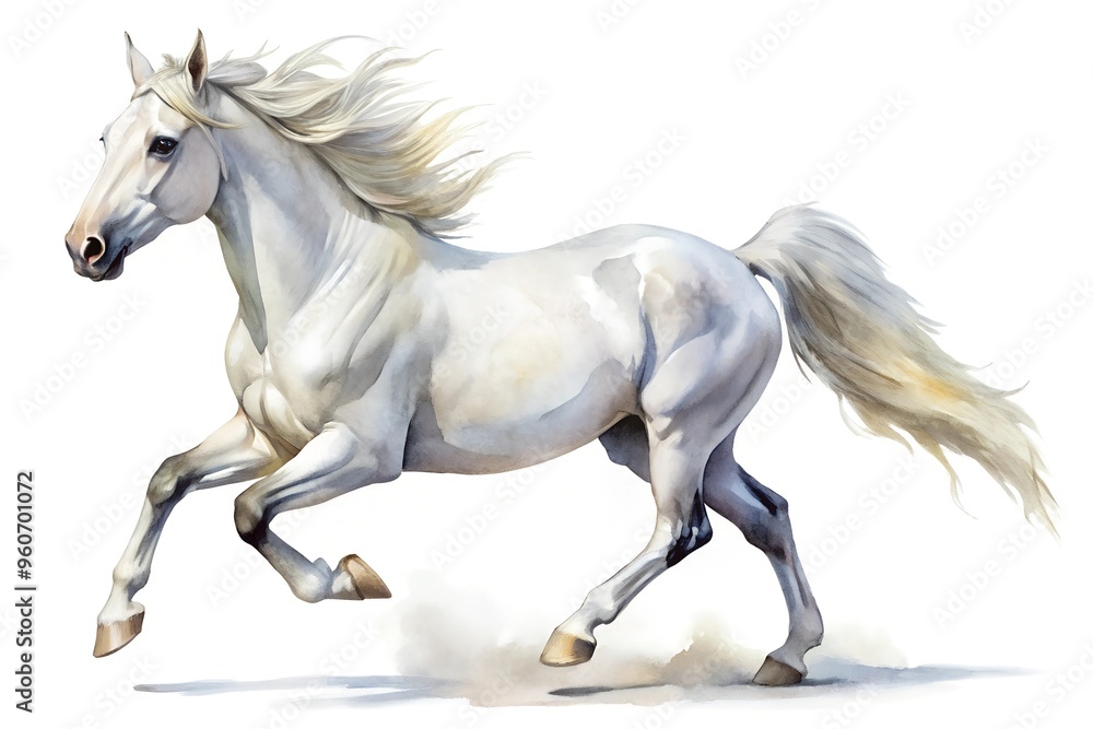Fototapeta premium run horse pencil hand drawn isolated white background