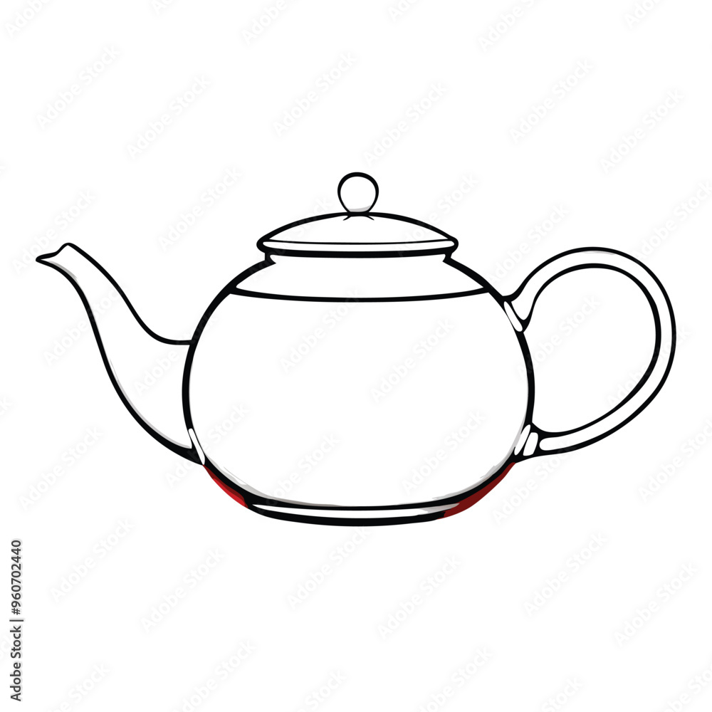 a glass teapot vector illustration, isolated white background, a glass teapot vector illustration, isolated white background,