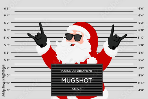 Funny Santa Claus police mugshot greeting cool mood rock and roll 
