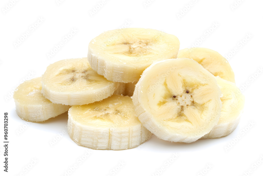 Banana slices isolated on white background Banana slices isolated on white background