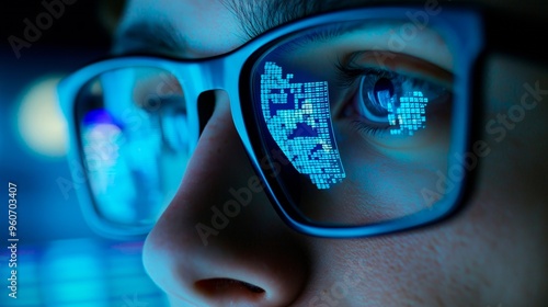 Wallpaper Mural stock market analysis. a man using a magnifying glass with a chart. Torontodigital.ca