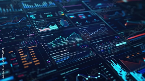 Futuristic Data Analysis Dashboard with Graphs and Charts