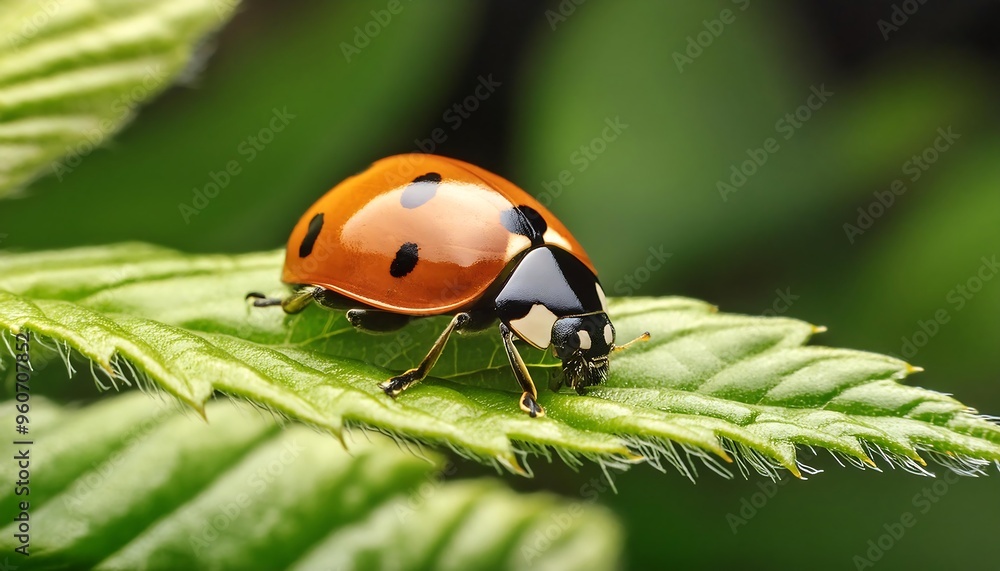Obraz premium Close-up of a ladybug on a leaf 