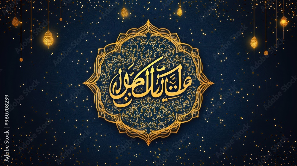 Islamic Calligraphy Design with Golden Mandala Islamic Calligraphy Design with Golden Mandala