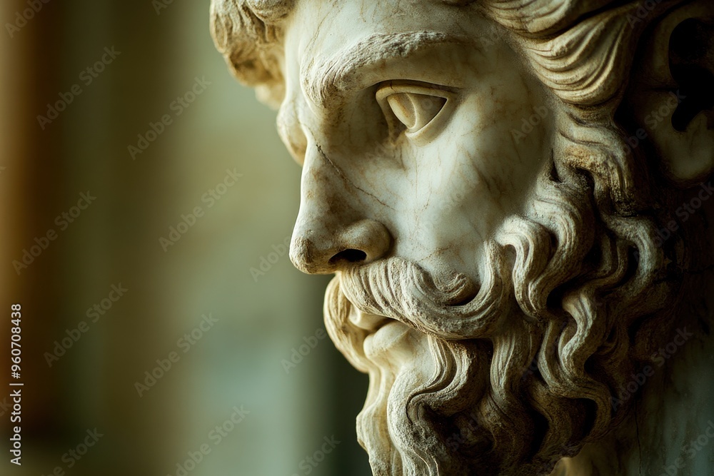 The artwork showcases a detailed marble sculpture of a bearded figure, illuminated by soft light, highlighting every aspect of the artist’s craftsmanship The artwork showcases a detailed marble sculpture of a bearded figure, illuminated by soft light, highlighting every aspect of the artist’s craftsmanship
