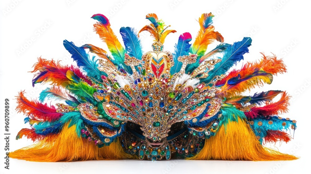 Fototapeta premium Colorful Carnival Mask with Feathers and Jewels