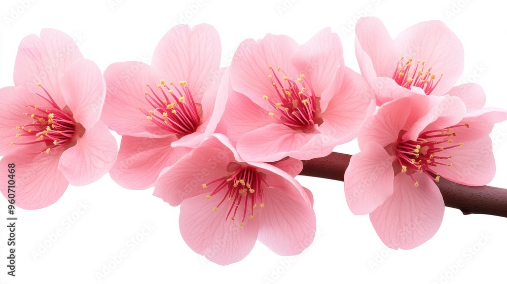 A close up of a flower branch with pink flowers, AI A close up of a flower branch with pink flowers, AI