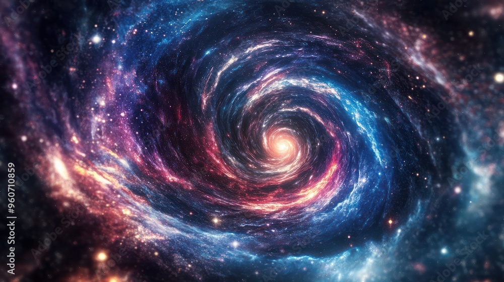A stunning spiral galaxy filled with vibrant colors and cosmic elements. A stunning spiral galaxy filled with vibrant colors and cosmic elements.
