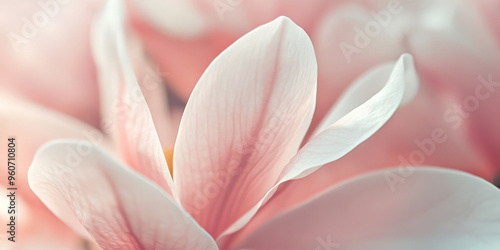 A delicate, macro close-up of pale pink magnolia petals, with soft, smooth textures and a bright, fresh feel, perfect for a light, airy background.