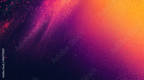 Colorful abstract background with a vibrant blend of purple, orange, and pink hues, resembling a splash of paint or dust. photo