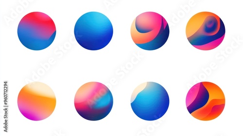 Vibrant abstract spheres showcasing a blend of blue, pink, and orange hues, creating a visually striking pattern.