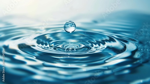 Water droplet creating ripple in calm water