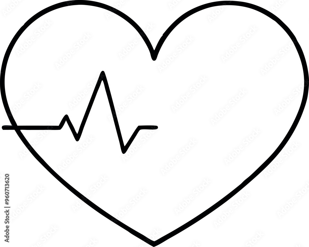 Heartbeat Line Art Within Heart Shape Symbolizing Health and Love Concepts on White Background Heartbeat Line Art Within Heart Shape Symbolizing Health and Love Concepts on White Background