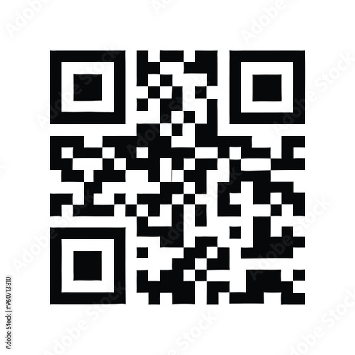 QR code vector illustration silhouette, isolated white background, 