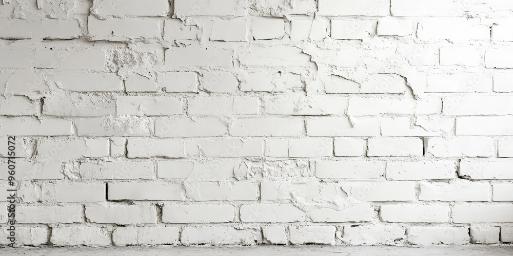 A textured, white brick wall with visible imperfections, creating a bright, airy atmosphere in a minimalist space. A textured, white brick wall with visible imperfections, creating a bright, airy atmosphere in a minimalist space.