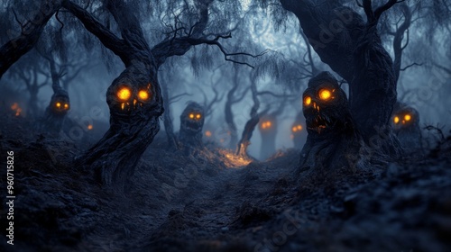 Glowing Eyes in a Creepy Dark Forest