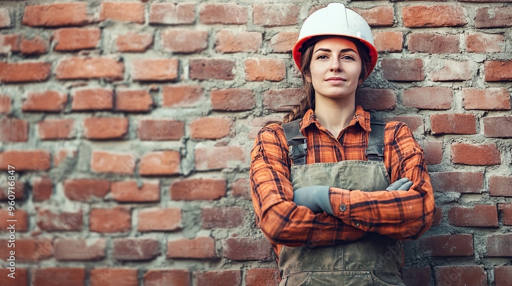 A woman wearing a hard hat A woman wearing a hard hat