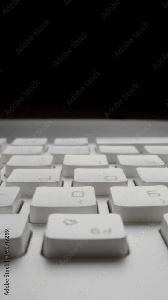 Close-up macro view of keyboard on the laptop computer or desktop computer. Macro soft focus dolly shot Close-up macro view of keyboard on the laptop computer or desktop computer. Macro soft focus dolly shot