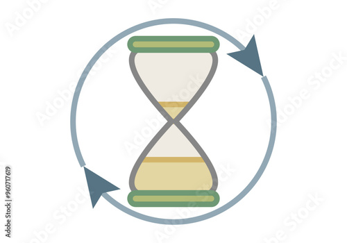 Reloj de arena rodeada de flechas circulares representando el paso del tiempo