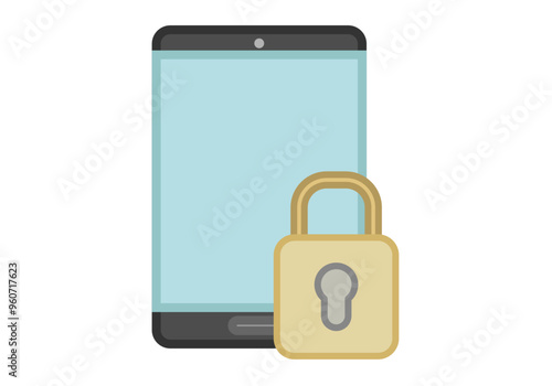 Teléfono móvil o smartphone con candado dorado representando ciberseguridad