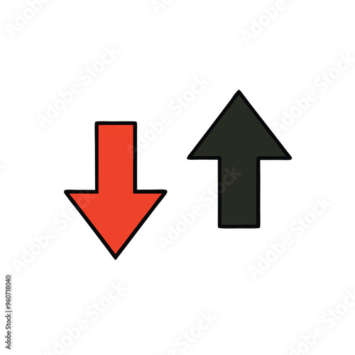Free Download Up and down arrow, Push and Pull round warning vector illustration, isolated white background  - GFXLoad
