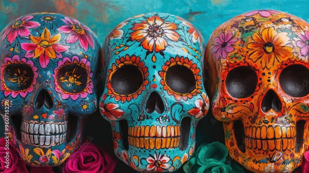 Colorful Sugar Skulls of Mexico Colorful Sugar Skulls of Mexico