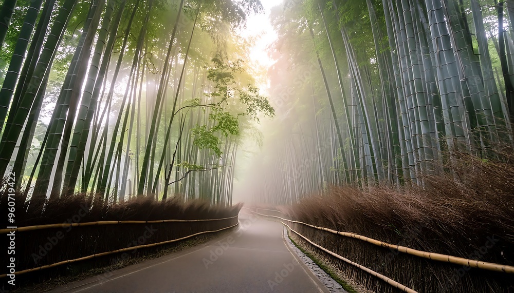 Fototapeta premium Misty morning in a bamboo forest