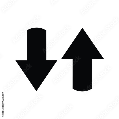 Up and down arrow, Push and Pull round warning vector illustration, isolated white background 