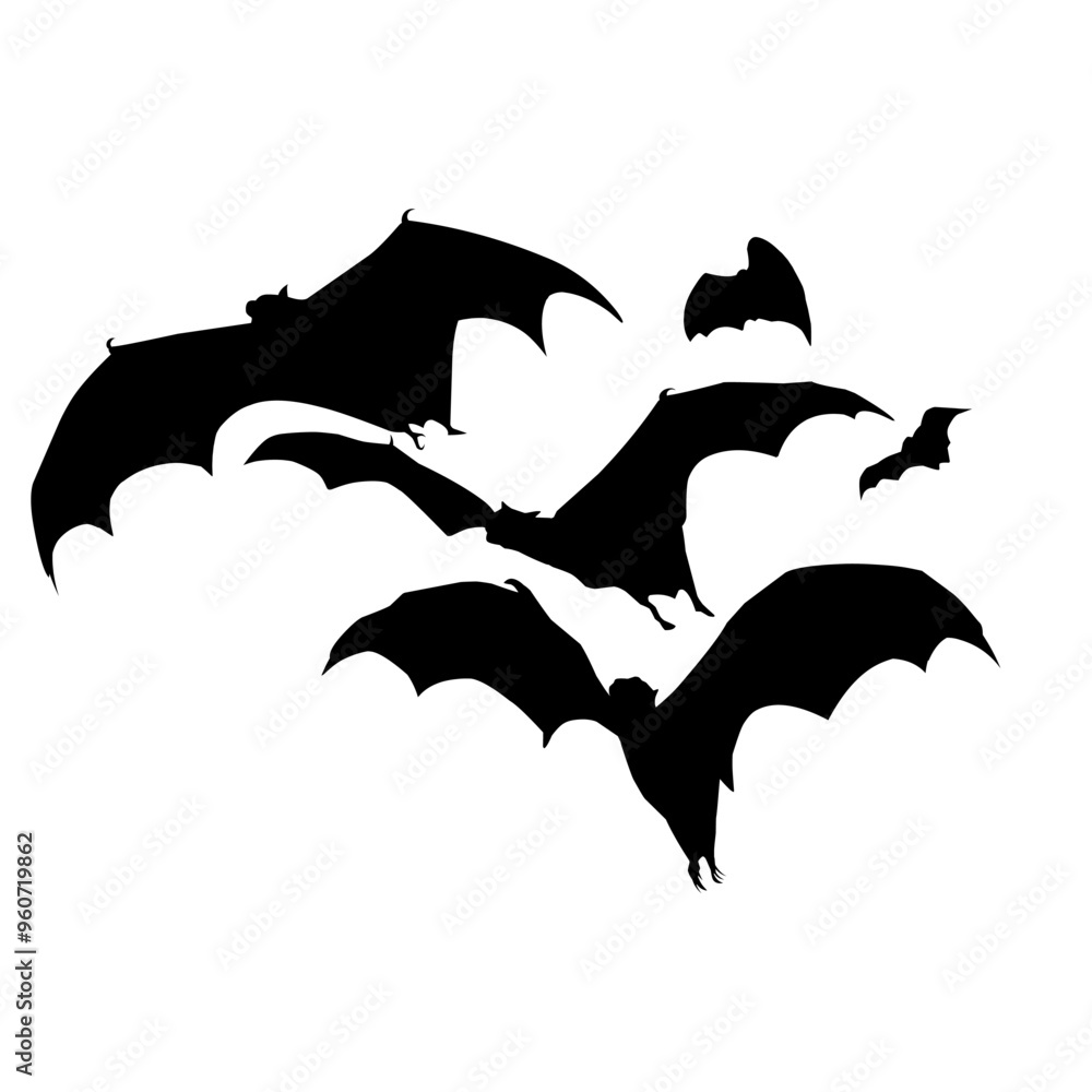 Naklejka premium silhouette of a group of flying bats
