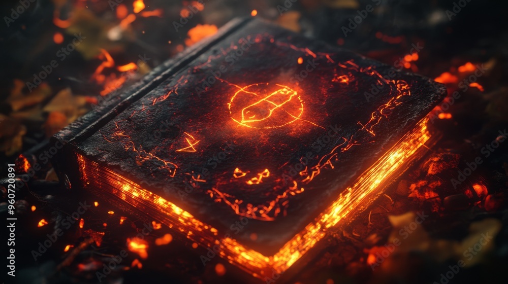 Ancient Grimoire Glowing with Fire Ancient Grimoire Glowing with Fire