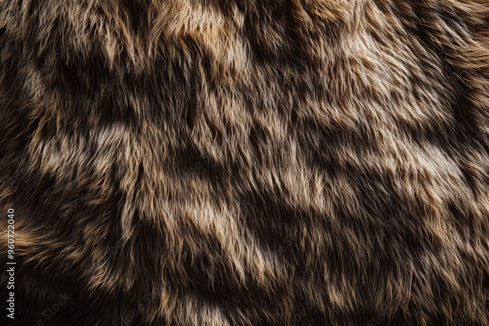 Naklejka premium A fur textured surface with rough, rugged strands, creating a natural look with deep shadows and highlights.
