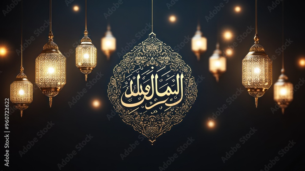 Ramadan Kareem Celebration with Golden Lanterns Ramadan Kareem Celebration with Golden Lanterns