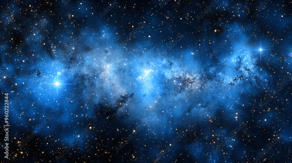 Fototapeta premium A stunning view of a bright cosmic nebula illuminated by distant stars in deep space at night