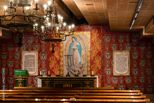 interior decor, pictures and models within a large spanish building, Santuario de Torreciudad, a spectacular Marian shrine in honor of the Blessed Virgin Mary photo