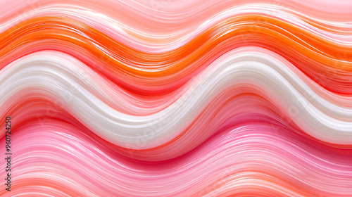 Colorful abstract wave pattern showcasing pink, orange, and white hues flowing together in artistic harmony