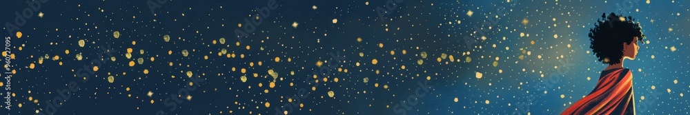 woman against the background of stars illustration.